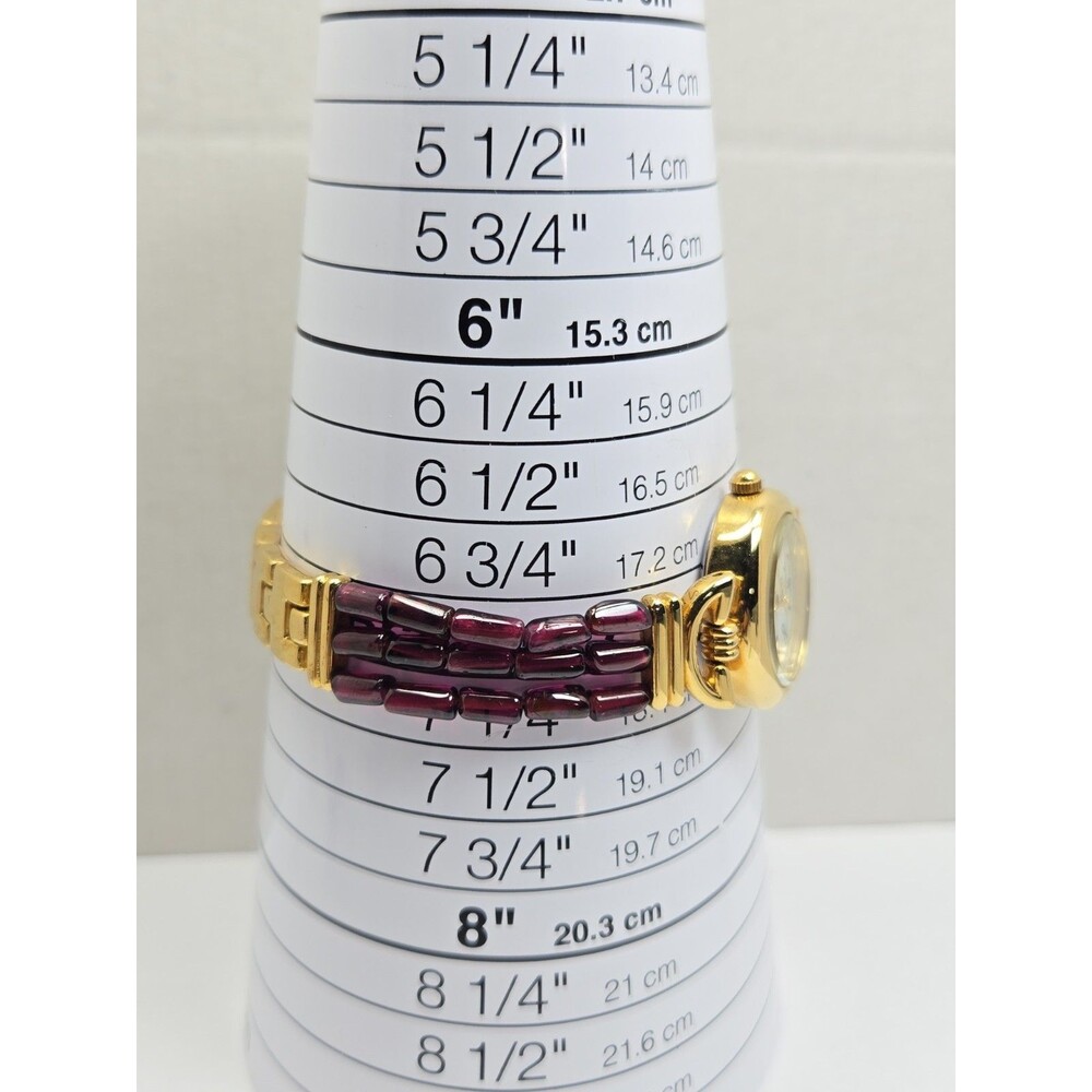 Womens Vintage Avon Purple Beaded Gold Tone Watch Quartz Y2K Dainty New Battery - Picture 7 of 11